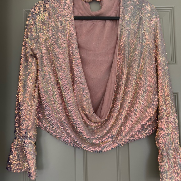 Free People Pink/Metallic Moonstruck Top! Sold out on FP!! - Picture 8 of 9